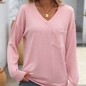 Mandy Mandy V-Neck Long Sleeve T-Shirt